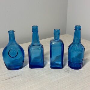 Lot of 4 Vintage Wheaton NJ Cobalt Blue Glass Apothecary Bottles Bitters Barware